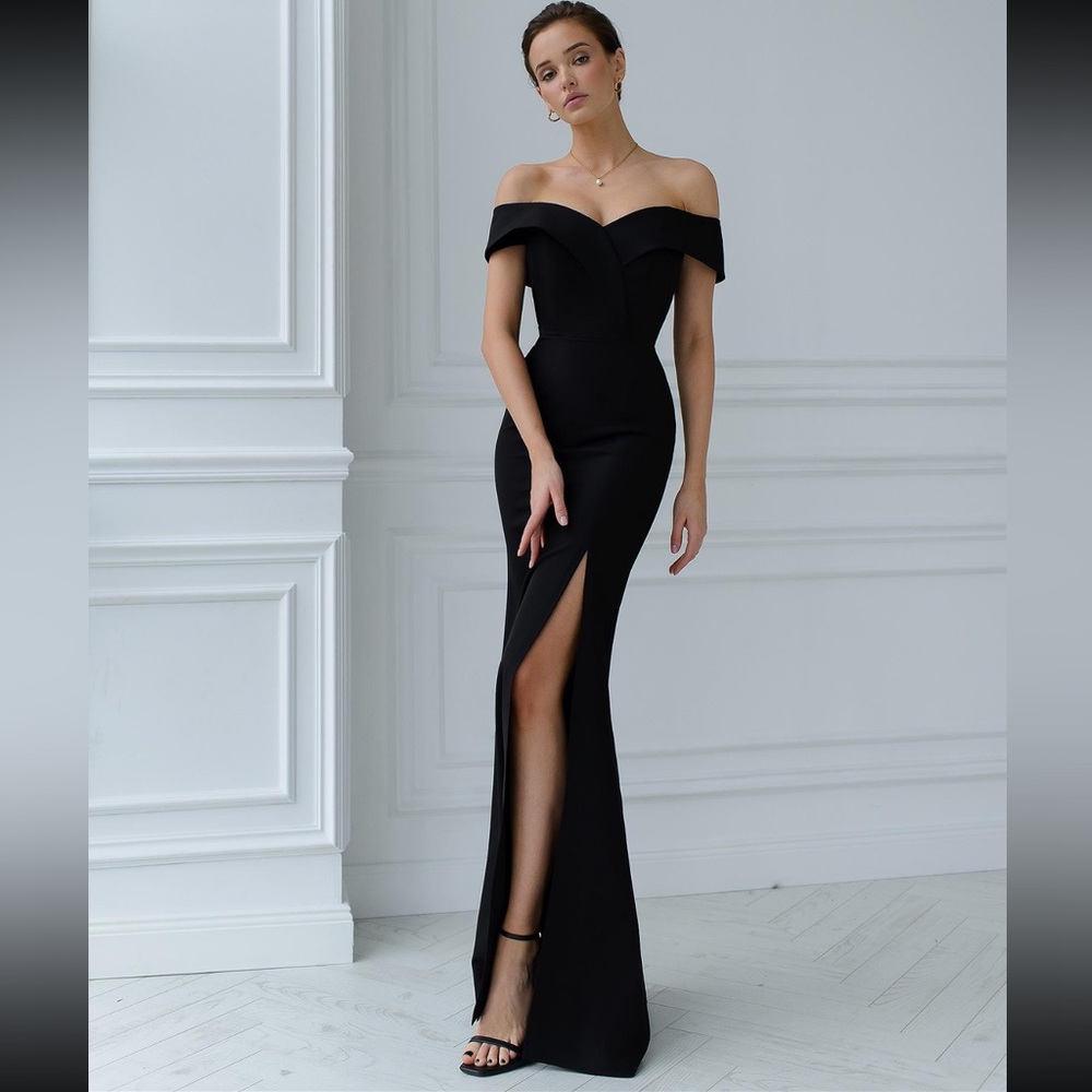 Elegant Black Off-Shoulder Evening Gown